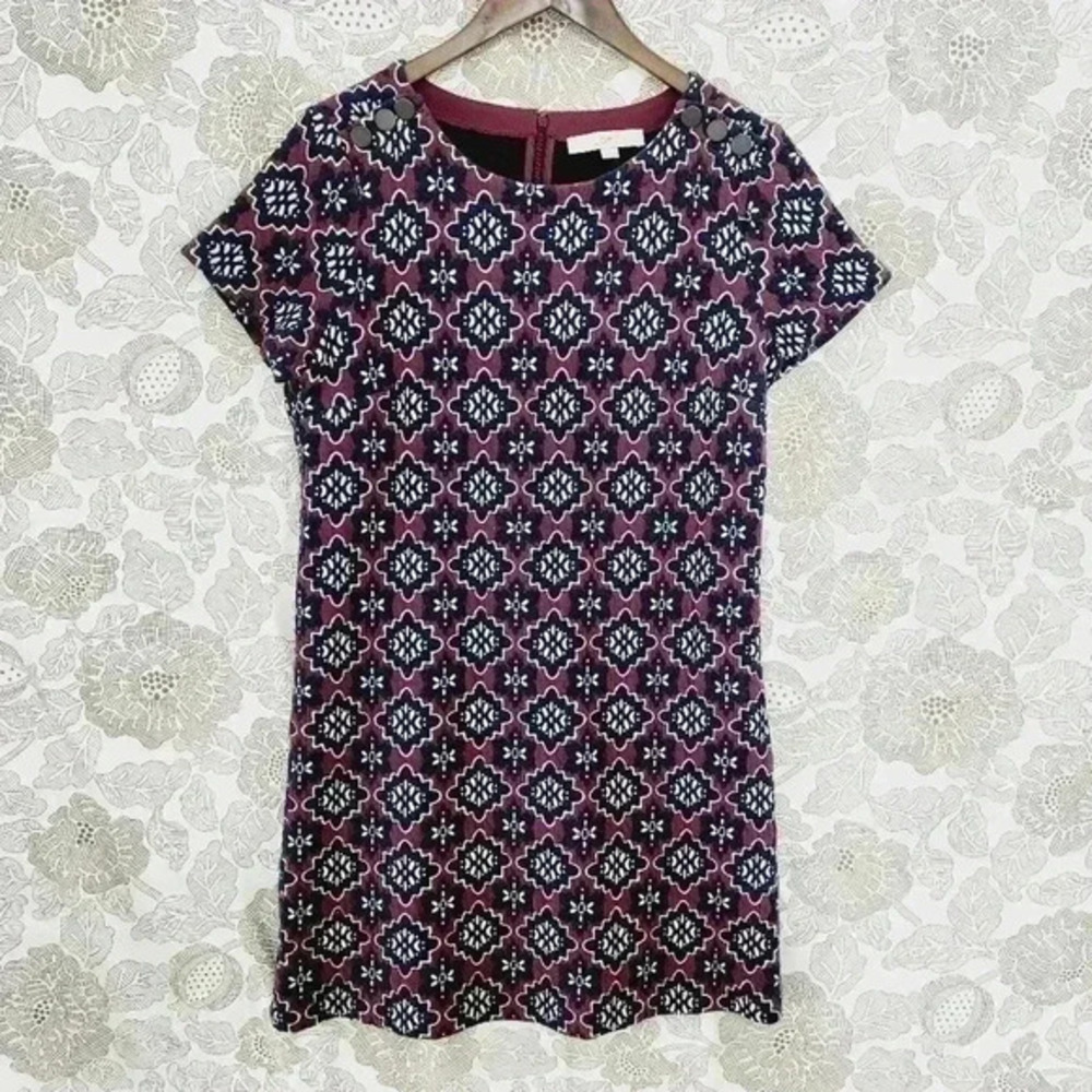 Loft Gauze Short Sleeve printed‎ Shift Dress 10